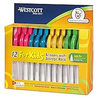 Westcott 5’’ Pointed Safety Scissors For Kids, Assorted, Pack of 12 (14872)