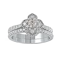 14K Two-Tone Gold 1CT TDW Diamond Vintage-Style Bridal Set with IGI Certification (I-J, I2)