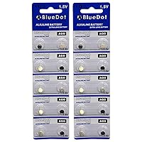 BlueDot Trading AG0 1.5v Alkaline Button Cell 10mAH Batteries fit SR63, SG0, LR63 for watches, clocks, hearing aids, calculators, digital cameras, 20 Count