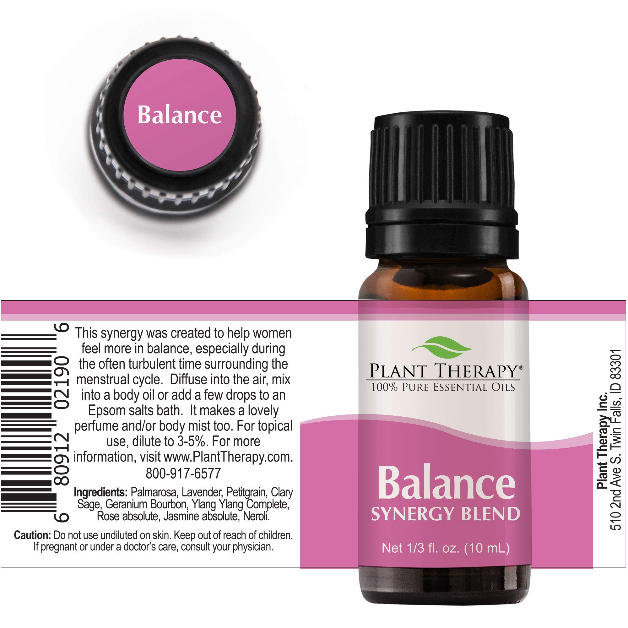 Plant Therapy Balance Essential Oil Blend 10 mL (1/3 oz) 100% Pure, Undiluted, Therapeutic Grade