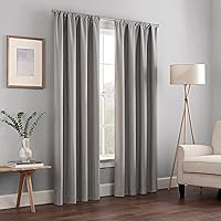 eclipse Kendall Modern Blackout Thermal Rod Pocket Window Curtain for Bedroom or Living Room (1 Panel), 42 X 63, Grey