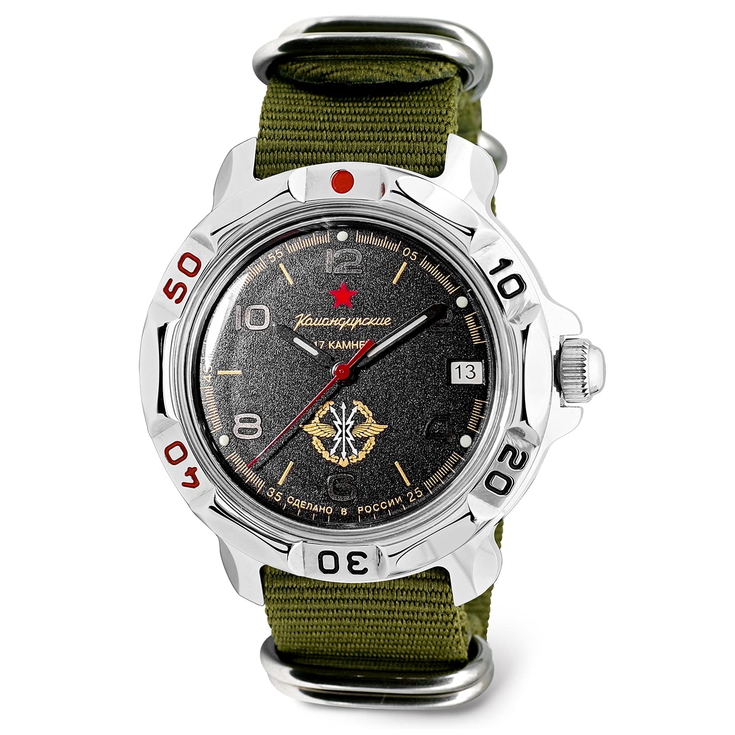 VOSTOK | Men’s Komandirskie Signal Corps Commander Russian Army Military Style Mechanical Watch | 296 Series