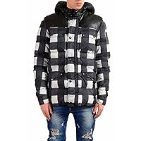 Leather Multi-Color Checkered Full Zip Men's Parka Jacket US 2XL IT 56