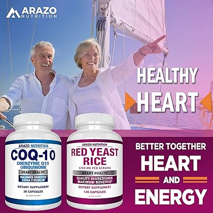 Arazo Nutrition Red Yeast Rice Extract 1200 MG – Citrinin Free Supplement – Vegetarian 120 Capsules