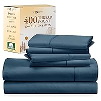 California Design Den 6-Pc King Size Sheet Set with 4 Pillowcases - Soft 400 Thread Count 100% Cotton Sheets, Cooling Sateen Weave, Luxury Deep Pocket Bedsheets Set - Peacock Blue
