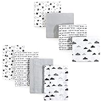 Hudson Baby Unisex Baby Cotton Flannel Burp Cloths and Receiving Blankets, 8-Piece, Moon And Back, One Size