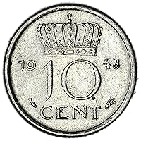 1948 NL Netherlands Wilhelmina 10 Cent Very Good