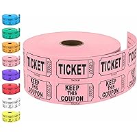 1000 Tacticai Raffle Tickets, Pink (8 Color Selection), Double Roll, Ticket for Events, Entry, Class Reward, Fundraiser & Prizes