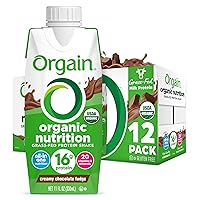 Organic Nutritional Protein Shake, Creamy Chocolate Fudge - 16g Grass Fed Whey Protein, Meal Replacement, 20 Vitamins & Minerals, Gluten & Soy Free, 11 Fl Oz (Pack of 12) (Packaging May Vary)