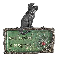 Design Toscano CL69238 Black Sign-Witch's Cat Spell Casting Wall Sculpture, full color