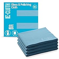4-Pack Glass & Polishing Cloth, Sustainable Microfiber Cleaning Cloth Set, Perfect Cleaner for Glass, Windows and Mirrors, Washable and Reusable, 100 Wash Promise, Alaskan Blue