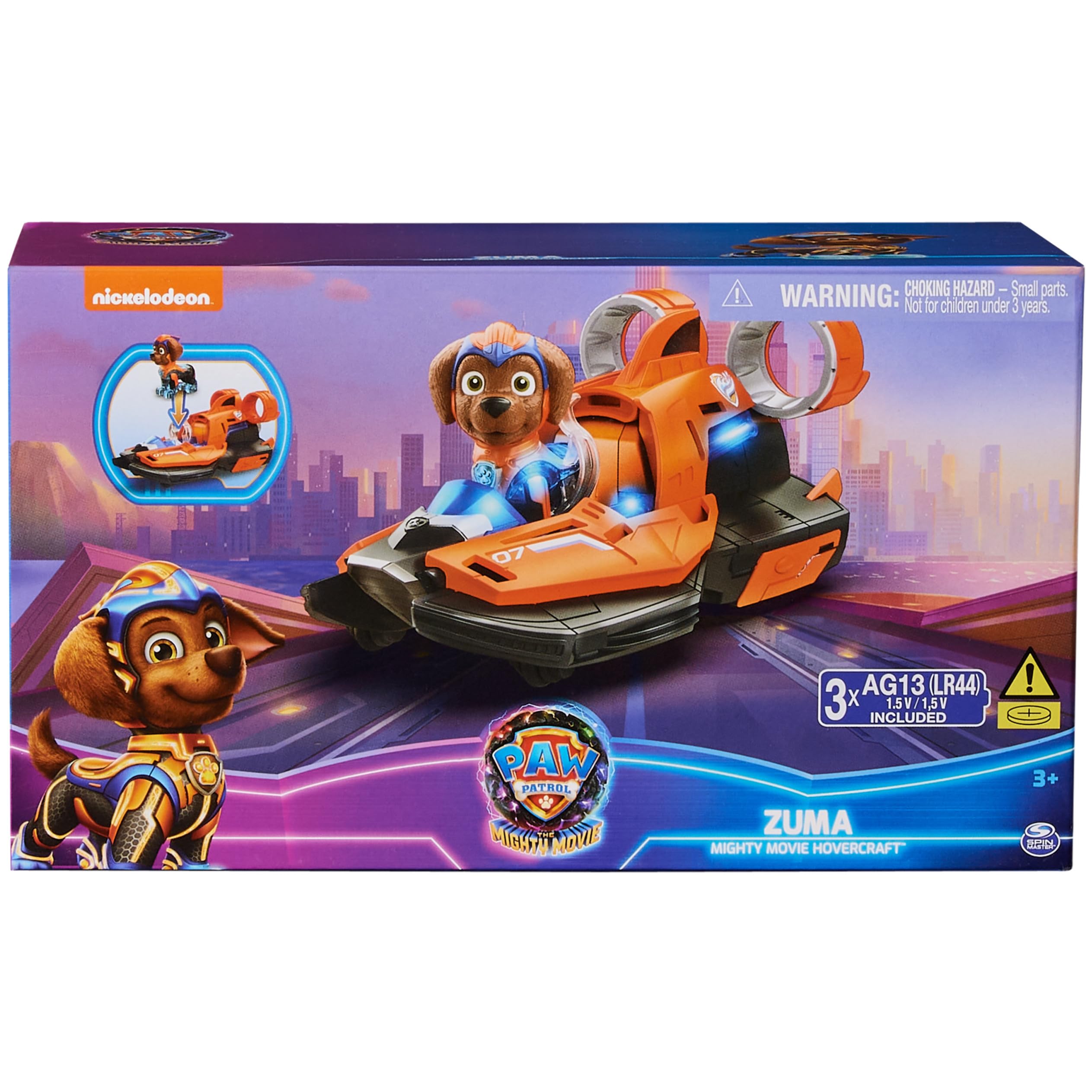 Paw Patrol: The Mighty Movie, Toy Jet Boat with Zuma Mighty Pups Action Figure, Lights and Sounds, Kids Toys for Boys & Girls 3+