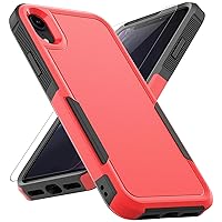 for iPhone XR Case: Dual Layer Protective Heavy Duty Cell Phone Case Shockproof Rugged Bumper Tough with Screen Protector - 16ft Military Grade Drop Tested for Appple iPhone XR (6.1 inch), Red