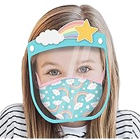 ABG Accessories girls Kids Face Shield With Matching Little Girls Reusable Fabric Mask, Age 3-7