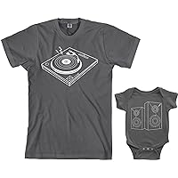 Threadrock Turntable & Speakers Infant Bodysuit & Men's T-Shirt Matching Set