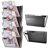4 Pcs Magnetic File Holder for File Cabinets Magnetic Paper Holder Black Magnetic File Organizer No Drilling Office Hanging Magazine Rack for Refrigerator, Whiteboard