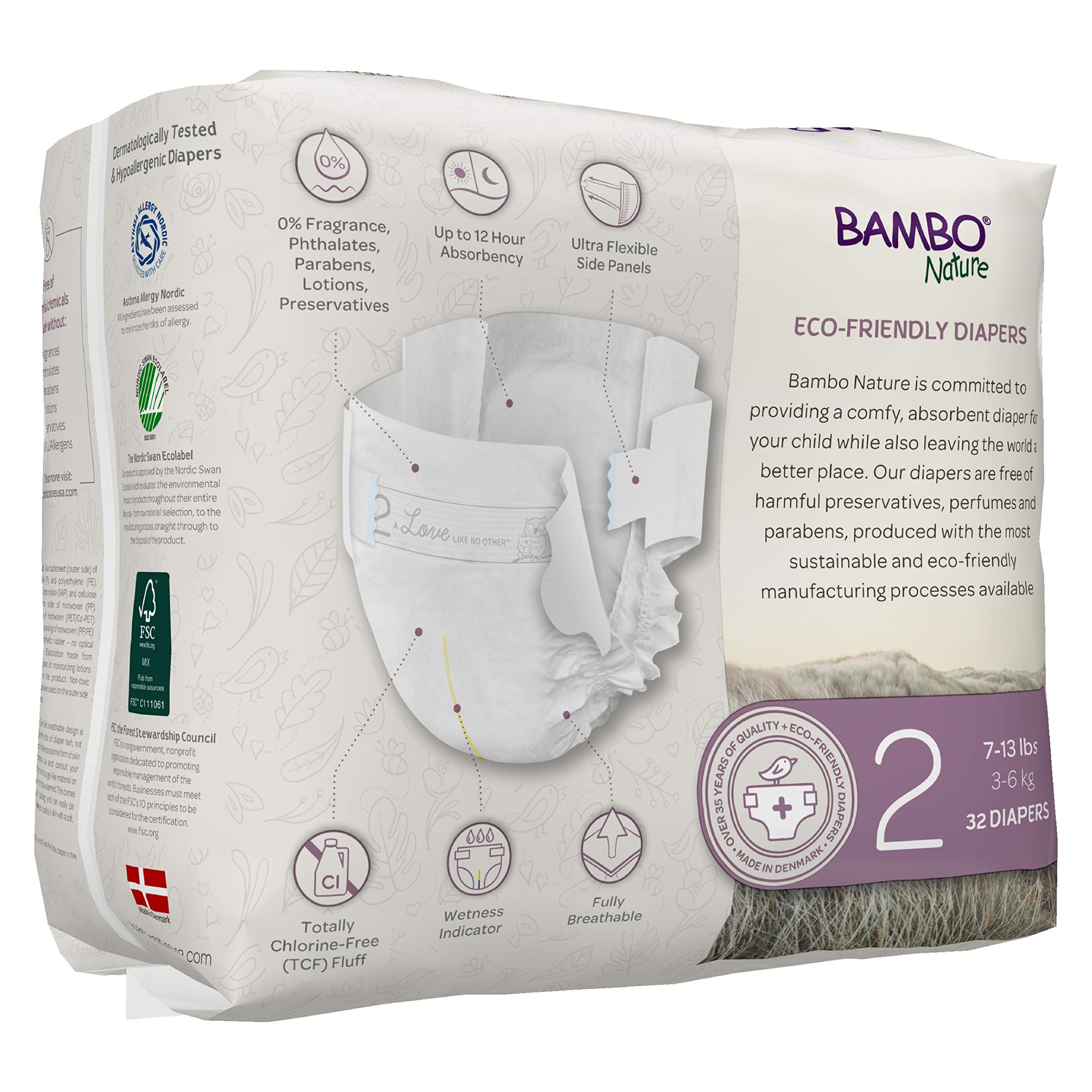 Bambo Nature Premium Eco-Friendly Baby Diapers (SIZES 1 TO 6 AVAILABLE), Size 2, 192 Count