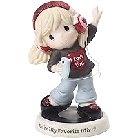 Precious Moments Girl Listening to Music 192009 You're My Favorite Mix Bisque Porcelain Figurine, Multi
