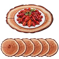 Recyclable Wooden Placemats Set of 6 Round Wood Plastic Table Place Mats Rustic Brown Table Mats Washable Holiday Rustic Vintage Table Decoration for Indoor Outdoor Party Wedding Dining Table