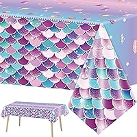 1 Pack Mermaids Tablecloth Under The sea Theme Party Plastic Table Covers Mermaids Princess Theme Baby Shower Birthday Ocean Party Decorations Supplies 54X108inch