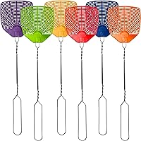 Bug & Fly Swatter – Braided Metal Handle 6 Pack Fly Swatters – Indoor/Outdoor – flyswatter (21 inch - Set of 6)