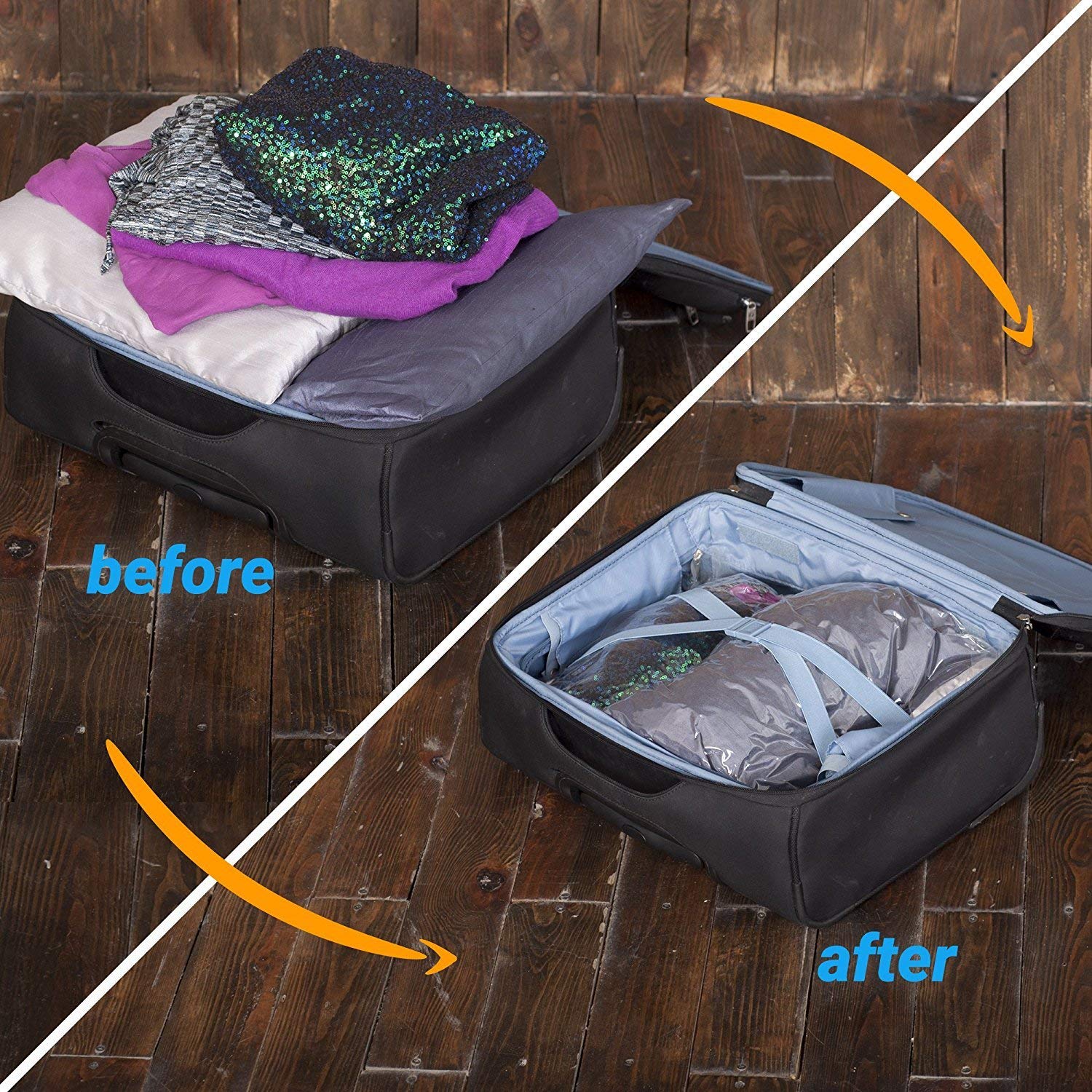 The Chestnut 12 Travel Storage Bags for Clothes - Compression Bags for Travel - no Vacuum Sacks-Save Space in Your Luggage Accessories