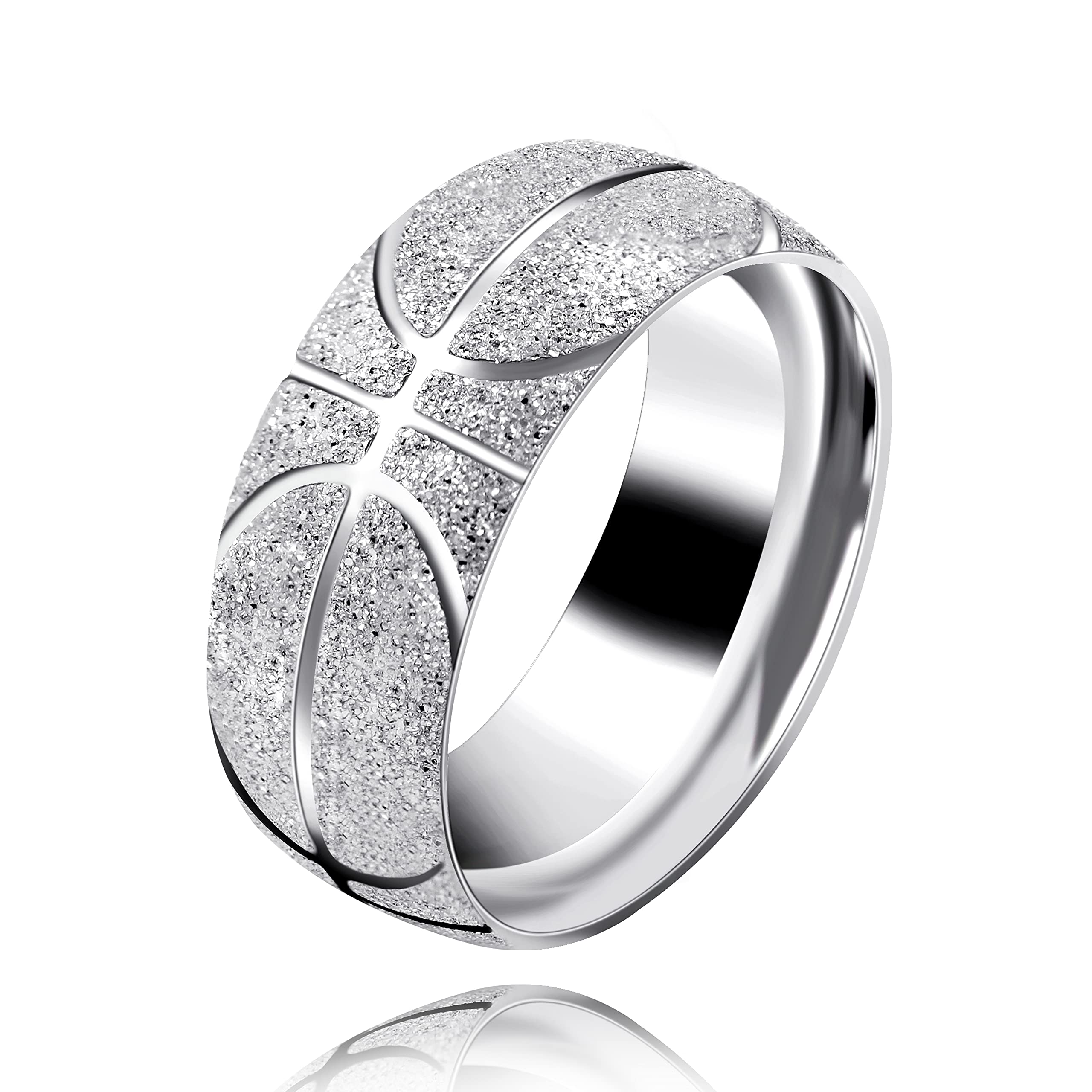 Uloveido Mens 8mm Stainless Steel Basketball Ring Comfort Fit Band Creative Sport Souvenir Gifts for Him