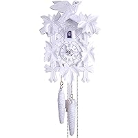 White Day Cuckoo Clock with Five Leaves, One Bird