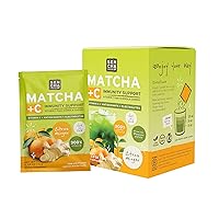 SEN CHA Naturals Citrus Ginger Green Tea + C Effervescent Drink Mix with 200% Vitamin C, Japanese Matcha Powder, Acerola Cherry, Coconut Water Powder, Orange Peel, Turmeric & Ginger (Pack of 10)