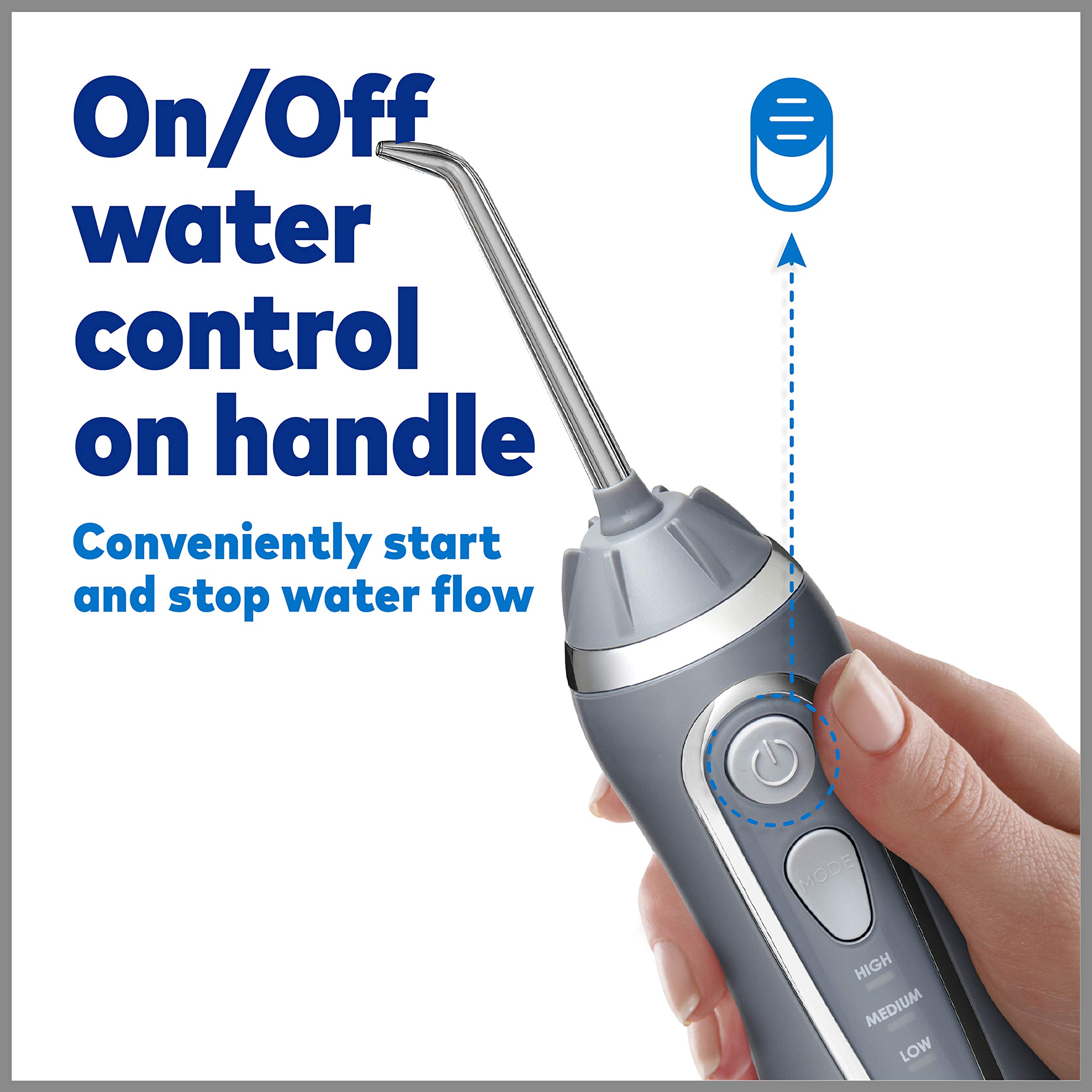 Waterpik Cordless Advanced Water Flosser For Teeth, Gums, Braces, Dental Care With Travel Bag and 4 Tips, ADA Accepted, Rechargeable, Portable, and Waterproof, Gray WP-587