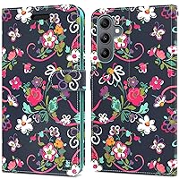 CoverON Pouch for Samsung Galaxy A15 Wallet Case for Women, RFID Blocking Flip Folio Stand Vegan Leather Floral Cover Sleeve Card Slot Fit Samsung Galaxy A15 5G Phone Case Flower