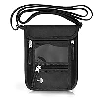 WALNEW Passport Holder Neck Pouch Travel Wallet for Women and Men, RFID Blocking Security Slim Traveling Wallet with Around Neck Lanyard Strap