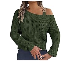 Women Off Shoulder Sweaters Sexy Trendy Knit Jumper Casual Long Sleeve Pullover Sweater Tops Fashion Blouse Shirt