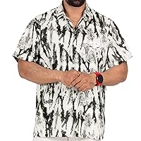 LA LEELA Men's Hawaiian Shirts Short Sleeve Button Down Shirt Mens Holiday Shirts Tropical Beach Summer Party Shirts for Men