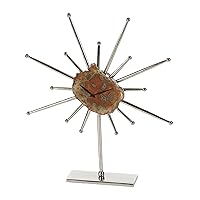 Deco 79 42239 Aluminum and Agate Stone Table Clock, 21