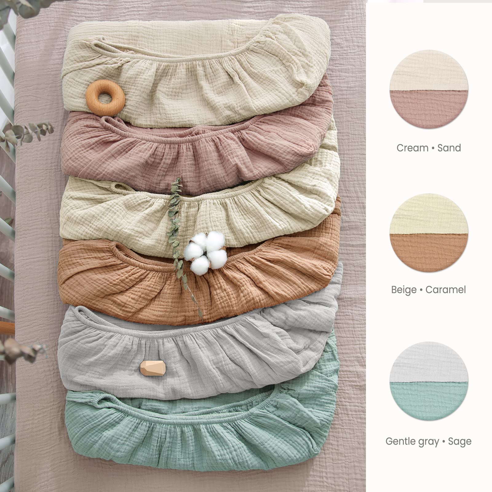 Muslin Crib Sheets & Quilted Changing Pad Covers