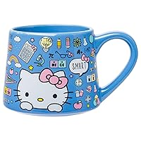Silver Buffalo Sanrio Hello Kitty Back to School Tapered Pottery Mug, 14 Ounces