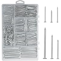 376pcs Premium Hardware Nails Assortment Kit, Maximum Length 2 Inches Galvanized Nails, Picture Hanging Nails, Wood Nails, Wall Nails with Storage Box | 6 Sizes