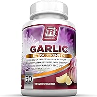 BRI Nutrition Odorless Garlic - 60 Softgels - 1000mg Pure and Potent Garlic Allium Sativum Supplement (Maximum Strength) - 30 Day Supply