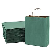 Prime Line Packaging 10x5x13 50 Pack Green Gift Bags with Handles, Medium Christmas Gift Bags, Kraft Paper Bags for Boutiques, Small Business, Retail