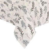 Elrene Home Fashions Holiday Tree Trimmings Fabric Tablecloth, Christmas Tablecloth, 60