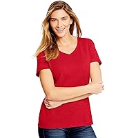 Hanes Ladies' Perfect-T Triblend V-Neck T-shirt,RED TRIBLEND,XL