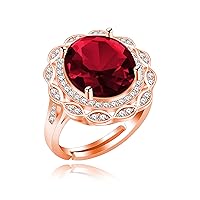 Uloveido Platinum & Rose Gold Plated Oval Zircon Diamond Ring Micro CZ Inlaid Adjustable Birthstone Wedding Promise Jewelry Y989