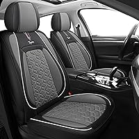 Executive Leatherette Car Seat Cover & Cushion Set, Breathable and Water-Resistant, Universal Fit for Car SUV & Truck (Front and Rear Seats, Black & Grey) (TAP-01-B3)