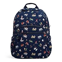 Vera Bradley Women's Cotton Campus Backpack, Snow Globe Motifs - Recycled Cotton, One Size