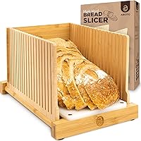 Bread Slicer for Homemade Bread - No Splinters with HDPE Base and Maple Fingers – 4 Different Thicknesses for Uniform and Consistent Slices - Foldable Bread Slicing Guide with Optimal Knife Grooves