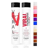 Celeb Luxury Intense Color Depositing Colorwash Shampoo + BondFix Rebuilder, Vegan Hair Dye, Sustainably Sourced Plant Based, Semi Permanent Hair Color, Viral and Gem Lites Duos