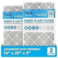 16x25x5 Air Filter (2-PACK) | MERV 8 | MOAJ Advanced Dust Defense | BASED IN USA | Quality Pleated Replacement Air Filters for AC & Furnace Applications | Actual Dimensions: 15.75” x 24.75” x 4.38”