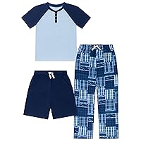 Boys Pajamas 3 Piece Set, big boys pj set, pajama pants for boys, pijama shorts, Size 8, Size 10-12, Size 14-16