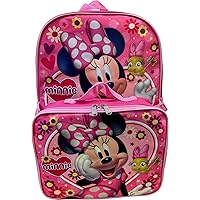Ruz Group Kid's Licensed 16 Inch Backpack With Removable Lunch Box Set (Minnie Mouse Pink)